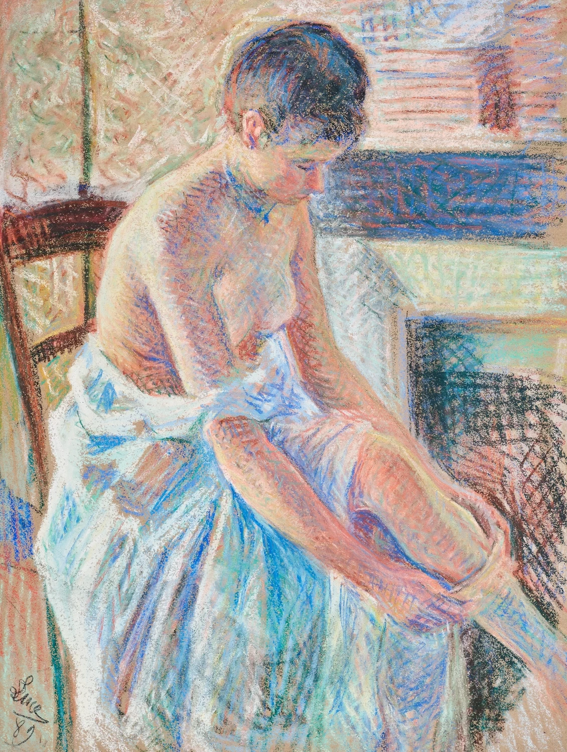 Donna che indossa le calze, 1889
